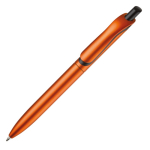 Kunststoff-Kugelschreiber in Metalloptik mit stabilem Clip, blaue Jumbo-Mine farbe orange
