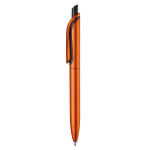 Kunststoff-Kugelschreiber in Metalloptik mit stabilem Clip, blaue Jumbo-Mine farbe orange dritte Ansicht