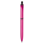 Kunststoff-Kugelschreiber in Metalloptik mit stabilem Clip, blaue Jumbo-Mine farbe rosa zweite Ansicht