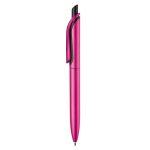 Kunststoff-Kugelschreiber in Metalloptik mit stabilem Clip, blaue Jumbo-Mine farbe rosa dritte Ansicht