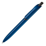 Kunststoff-Kugelschreiber in Metalloptik mit stabilem Clip, blaue Jumbo-Mine farbe dunkelblau