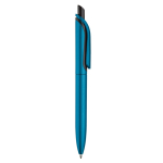 Kunststoff-Kugelschreiber in Metalloptik mit stabilem Clip, blaue Jumbo-Mine farbe hellblau fünfte Ansicht