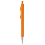 Billiger Kugelschreiber in Vollfarbe mit Metallspitze, schwarze Tinte farbe orange