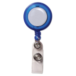 Ausweishalter mit ausziehbarem Metallclip für Messen farbe blau-transparent