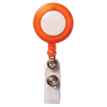 Ausweishalter mit ausziehbarem Metallclip für Messen farbe orange-transparent