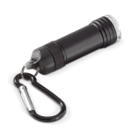 Aluminium-Taschenlampe mit Karabiner zum Aufhängen farbe schwarz zweite Ansicht