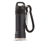 Aluminium-Taschenlampe mit Karabiner zum Aufhängen farbe schwarz dritte Ansicht