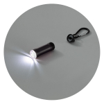 Aluminium-Taschenlampe mit Karabiner zum Aufhängen farbe schwarz vierte Ansicht