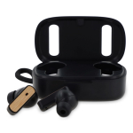 Kabellose Kopfhörer im Etui mit Details in Bambusoptik farbe schwarz