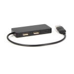 Bedruckbares 3-Port USB Hub aus Aluminium mit Kabel, 20 cm farbe schwarz zweite Ansicht