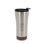 Doppelwandige Coffee-To-Go Becher mit Korkdetail am Boden, 480 ml Ansicht mit Druckbereich