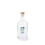 Nachhaltige Glasflasche mit Deckel aus FSC-Holz, 500 ml Ansicht mit Druckbereich