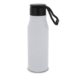 Mattfarbige Edelstahlflasche mit Tragekordel, 600 ml farbe weiß