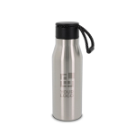 Mattfarbige Edelstahlflasche mit Tragekordel, 600 ml Ansicht mit Druckbereich