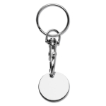 Runder Metall-Schlüsselanhänger mit Einkaufswagenchip farbe silber zweite Ansicht