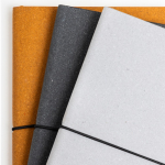 Notizbuch aus recyceltem Leder mit gepunkteten Blättern mit Band, A5