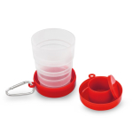 Pillendose innen mit faltbarem Becher und Schraubdeckel, 200ml farbe rot