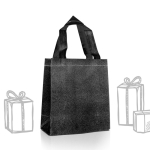 Glänzende Non-Woven-Tasche mit Glitter und Riemen, 130 g/m2 farbe schwarz