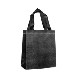 Glänzende Non-Woven-Tasche mit Glitter und Riemen, 130 g/m2 farbe schwarz