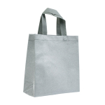 Glänzende Non-Woven-Tasche mit Glitter und Riemen, 130 g/m2 farbe silber