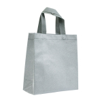 Glänzende Non-Woven-Tasche mit Glitter und Riemen, 130 g/m2 farbe silber