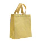Glänzende Non-Woven-Tasche mit Glitter und Riemen, 130 g/m2 farbe gold