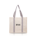 Tasche aus natürlicher Baumwolle mit farbigen Griffen, 300 g/m²