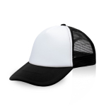 Cap mit weißen Frontpanel und 4 Panele aus Mesh bedrucken farbe schwarz