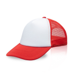 Cap mit weißen Frontpanel und 4 Panele aus Mesh bedrucken farbe rot