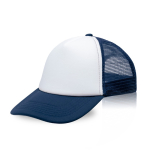 Cap mit weißen Frontpanel und 4 Panele aus Mesh bedrucken farbe marineblau
