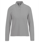 Klassisches Langarm-Piqué-Baumwollpoloshirt für Damen, 180 g/m2 B&C farbe grau mamoriert