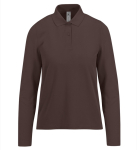 Klassisches Langarm-Piqué-Baumwollpoloshirt für Damen, 180 g/m2 B&C farbe dunkelbraun