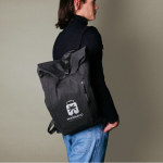 Roll-Top Rucksack für Laptop aus recycelter Baumwolle 15'' farbe schwarz Detailbild 3