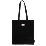 Tasche aus 100 % recycelter Baumwolle mit langen Henkeln, 180 g/m2 farbe schwarz Detailbild