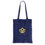 Samtige Polyester-Tasche mit langen Henkeln farbe marineblau dritte Ansicht