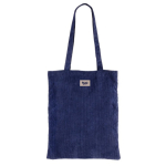 Samtige Polyester-Tasche mit langen Henkeln farbe marineblau fünfte Ansicht