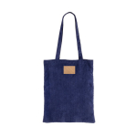 Samtige Polyester-Tasche mit langen Henkeln farbe marineblau Detailbild 2