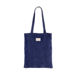 Samtige Polyester-Tasche mit langen Henkeln farbe marineblau Detailbild 3