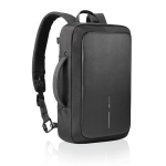 Diebstahlsicherer Rucksack aus RPET, wandelbar in 16” Laptop-Tasche farbe schwarz