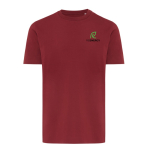 Unisex-T-Shirt aus 100 % Baumwolle, Regular Fit, 180 g/m², Iqoniq farbe bordeaux Ansicht mit Logo