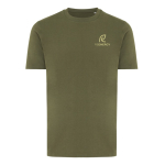Unisex-T-Shirt aus 100 % Baumwolle, Regular Fit, 180 g/m², Iqoniq farbe khaki Ansicht mit Logo