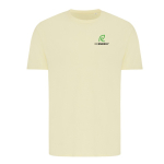 Unisex-T-Shirt aus 100 % Baumwolle, Regular Fit, 180 g/m², Iqoniq farbe hellgelb Ansicht mit Logo