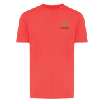 Unisex-T-Shirt aus 100 % Baumwolle, Regular Fit, 180 g/m², Iqoniq farbe korallenrot Ansicht mit Logo