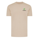 Unisex-T-Shirt aus 100 % Baumwolle, Regular Fit, 180 g/m², Iqoniq farbe hellbraun Ansicht mit Logo