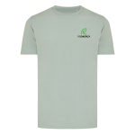 Unisex-T-Shirt aus 100 % Baumwolle, Regular Fit, 180 g/m², Iqoniq farbe olivgrün Ansicht mit Logo