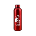 Edelstahlflasche, 90 % recycelt, mit matter Oberfläche, 550 ml farbe rot Ansicht mit Logo 1