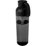 Trinkflasche aus recyceltem Kunststoff mit Silikongriff, 600 ml farbe schwarz