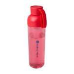Flasche aus recyceltem Kunststoff mit Silikongriff, 600 ml farbe rot Ansicht mit Tampondruck
