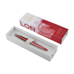 Metall-Kugelschreiber der Marke Parker Jotter SE Global Icons farbe rot zweite Vorderansicht