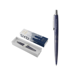 Metall-Kuli der Marke Parker Jotter SE Global Icons, blaue Tinte Ansicht mit Druckbereich